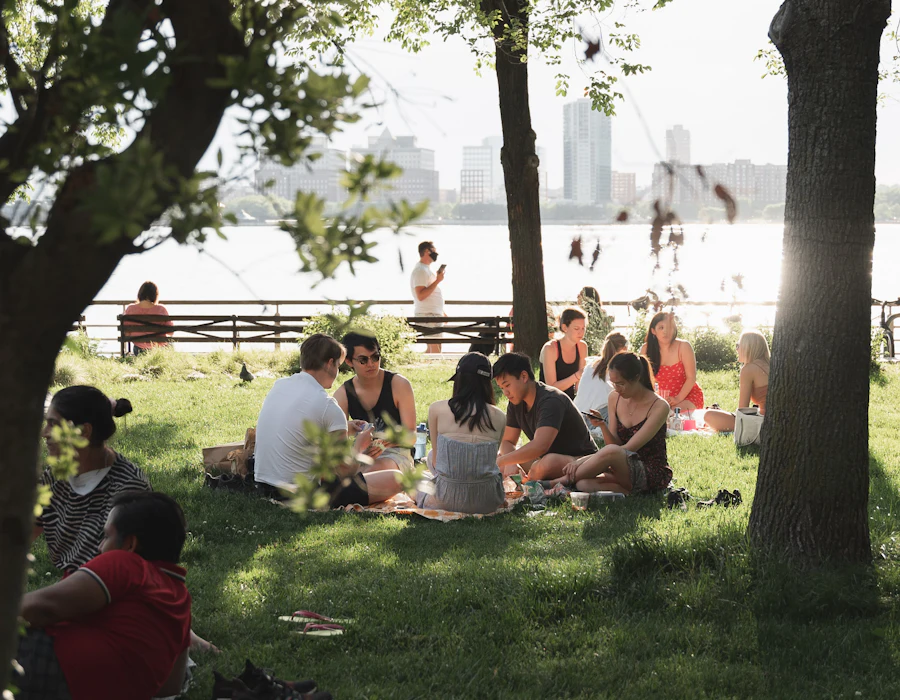 People relaxing together in a park